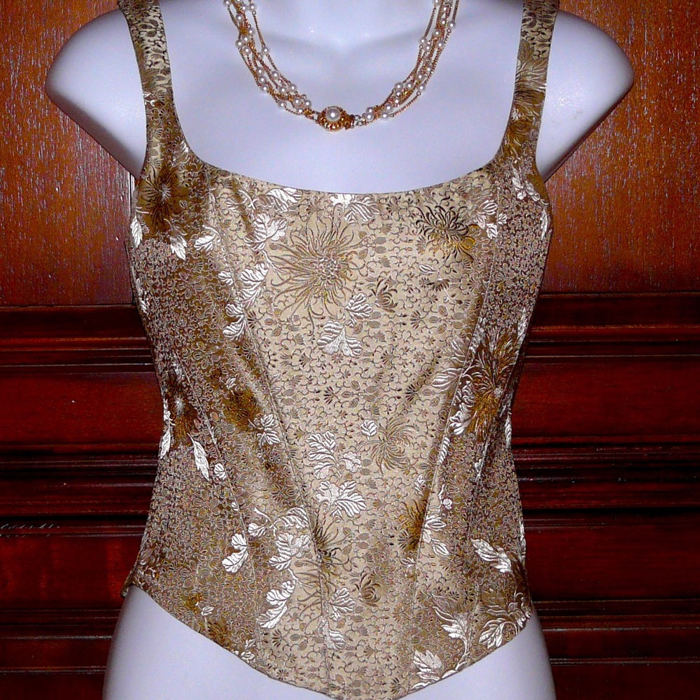 Gigi Clarke Gold Brocade Corset Top, Size 0 or XXSmall